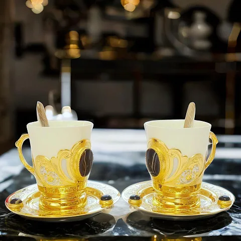 Фарфоровая кофейная пара "Агатовая". Златоуст — оригинальный подарок