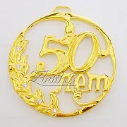 Юбилейная медаль «50 лет» с фианитом — необычный подарок — фотография 4