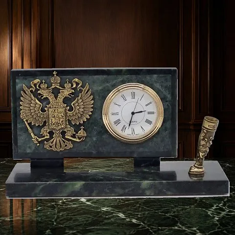 Подарочные часы универсальные «Российский герб» на змеевике