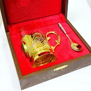 Металлический подстаканник «Малахит» — необычный подарок — фотография 3