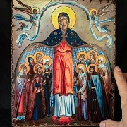 Икона "Покров Пресвятой Богородицы" Старение — оригинальный подарок — фотография 1