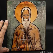 Икона "Преподобный Иларион Великий", дерево, ручна — необычный подарок — фотография 2