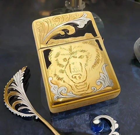 Зажигалка Zippo с гравировкой "Медведь". Златоуст — оригинальный подарок
