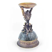Подарочный подсвечник «Лев» из бронзы и змеевика — фотография 2