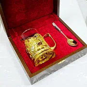 Латунный подстаканник «Русская тройка» — необычный подарок — фотография 2