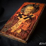 Св. Николай Чудотворец. Икона. Дерев — оригинальный подарок — фотография 4