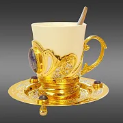 Фарфоровая кофейная пара "Лазурит". Златоуст — необычный подарок — фотография 2