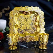 Водочный набор с блюдцем "Дуэт". Златоуст — оригинальный подарок — фотография 1