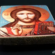 Икона "Христос Вседержитель" дерево, ручная работа — необычный подарок — фотография 3