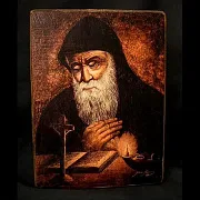 На память: Икона "Монах Шарбель" дерево, ручная работа — фотография 1